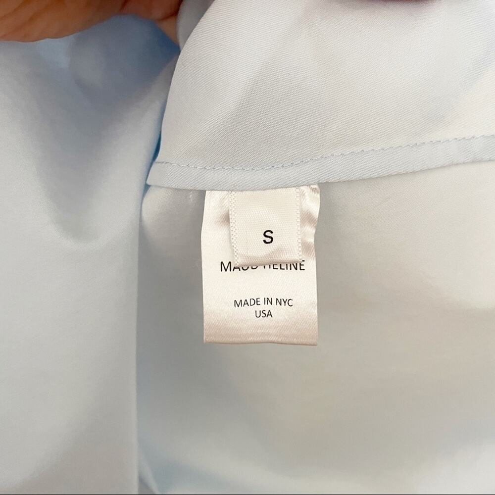 maud heline light blue ruffle neckline blouse sz S - Picture 3 of 7